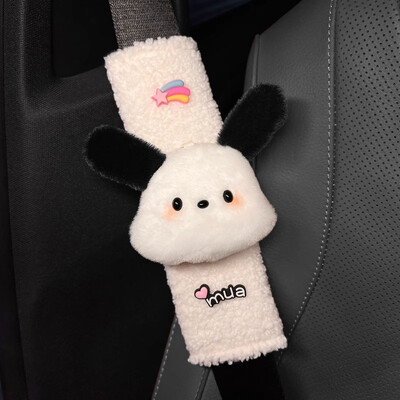 Karikatūra Sanrio automašīnas drošības jostas pārvalks plīša Pochacco auto drošības jostas plecu aizsargs, automašīnas salons