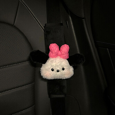 Karikatūra Sanrio automašīnas drošības jostas pārvalks plīša Pochacco auto drošības jostas plecu aizsargs, automašīnas salons