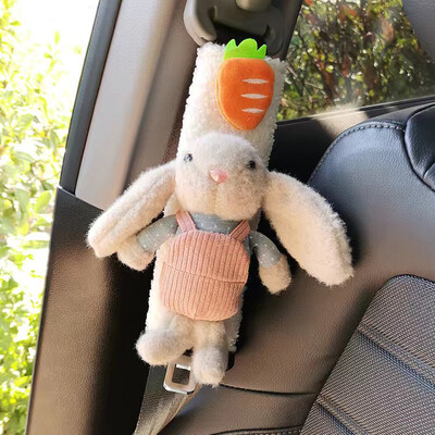 Centura de siguranță auto decor drăguț set iepure de pluș protector pentru umeri cu cutie de sertar pentru tetiera