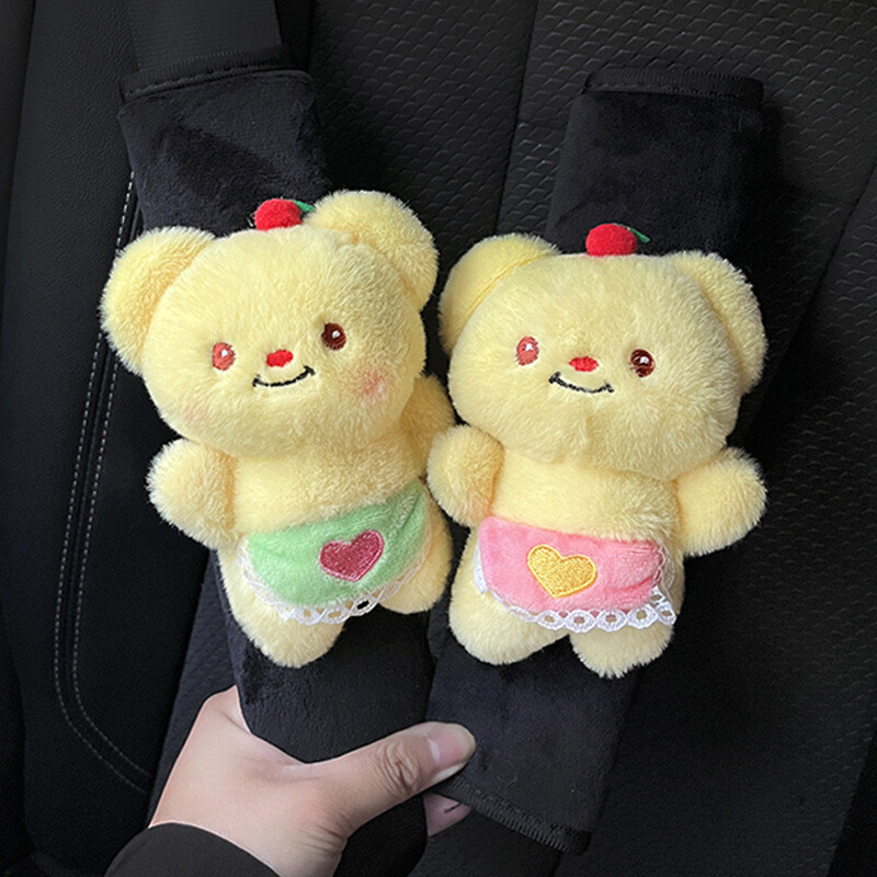 Protector de umăr pentru centură de siguranță pentru mașină cu desene animate șorț pentru urs de unt păpușă drăguță husă moale de protecție de pluș