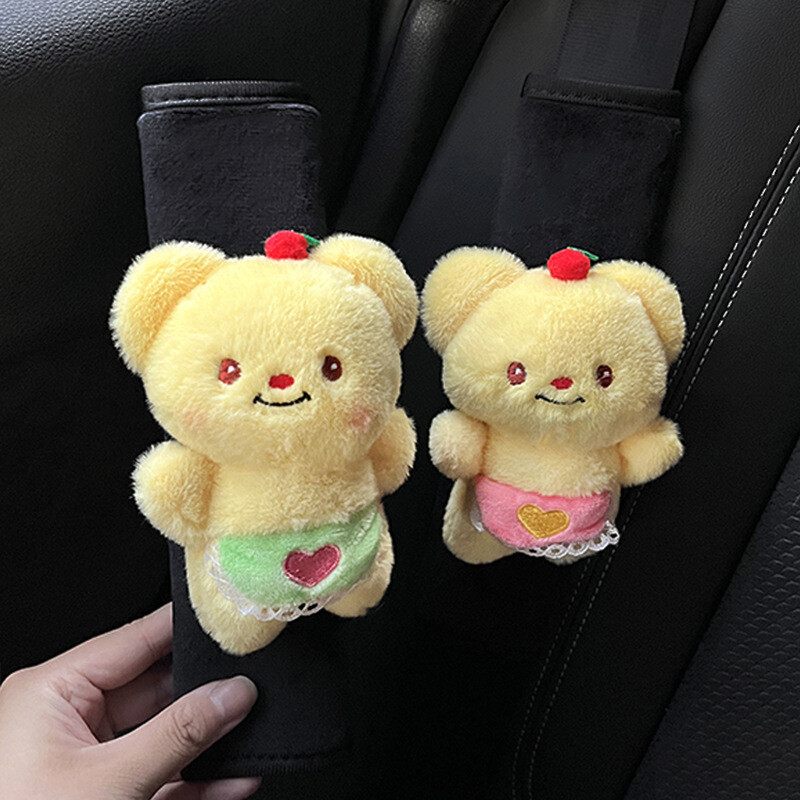 Protector de umăr pentru centură de siguranță pentru mașină cu desene animate șorț pentru urs de unt păpușă drăguță husă moale de protecție de pluș