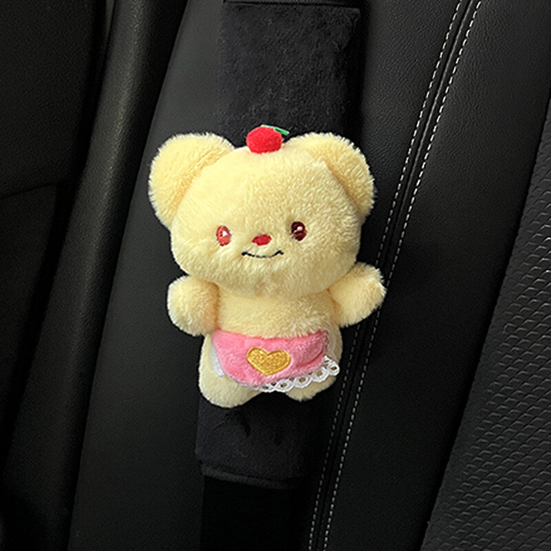 Protector de umăr pentru centură de siguranță pentru mașină cu desene animate șorț pentru urs de unt păpușă drăguță husă moale de protecție de pluș
