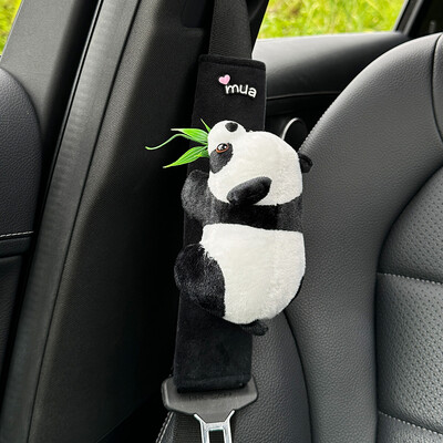 Automašīnas drošības jostas plecu pārvalks Cute Panda bērnu kakla plīša aizsargapvalks interjera dekorēšanas piederumi