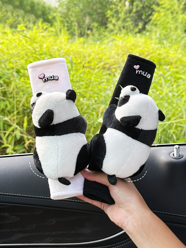 Automašīnas drošības jostas plecu pārvalks Cute Panda bērnu kakla plīša aizsargapvalks interjera dekorēšanas piederumi