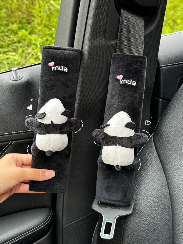 Automašīnas drošības jostas plecu pārvalks Cute Panda bērnu kakla plīša aizsargapvalks interjera dekorēšanas piederumi