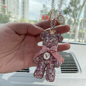 Animacinis filmas, deimantinis krištolinis lankelis, automobilio pakabukas, veidrodis, kabantys papuošalai Bling automobilio vidaus apdaila moterims, vyrams, automobilių priedai