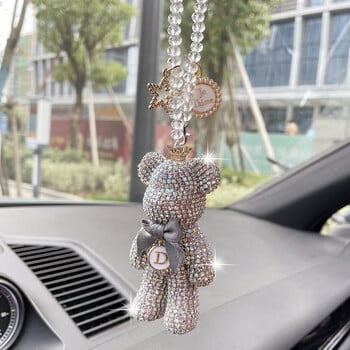 Cartoon Diamond Crystal Bow Bear Κρεμαστό Κρεμαστό Καθρέφτη Κρεμαστά στολίδια Bling Αυτοκινήτου Εσωτερική Διακόσμηση Γυναικών Ανδρικά Αξεσουάρ αυτοκινήτου