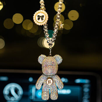 Cartoon Diamond Crystal Bow Bear Κρεμαστό Κρεμαστό Καθρέφτη Κρεμαστά στολίδια Bling Αυτοκινήτου Εσωτερική Διακόσμηση Γυναικών Ανδρικά Αξεσουάρ αυτοκινήτου