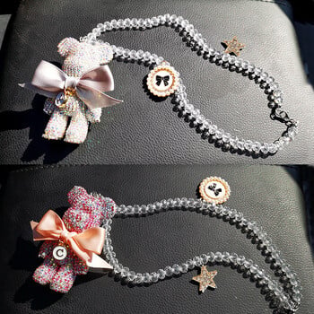 Cartoon Diamond Crystal Bow Bear Κρεμαστό Κρεμαστό Καθρέφτη Κρεμαστά στολίδια Bling Αυτοκινήτου Εσωτερική Διακόσμηση Γυναικών Ανδρικά Αξεσουάρ αυτοκινήτου