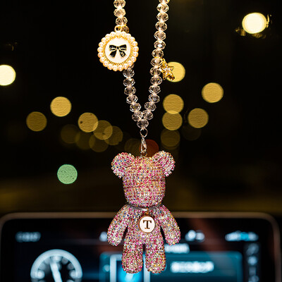 Animacinis filmas, deimantinis krištolinis lankelis, automobilio pakabukas, veidrodis, kabantys papuošalai Bling automobilio vidaus apdaila moterims, vyrams, automobilių priedai