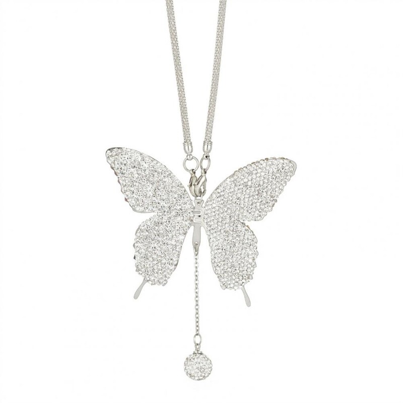 Kalnų krištolinis pakabukas automobilio galinio vaizdo veidrodžiui Aukštos kokybės lydinio pakabukas automobilio dekoravimui Elegantiškas dirbtinis drugelis automobilis moterims