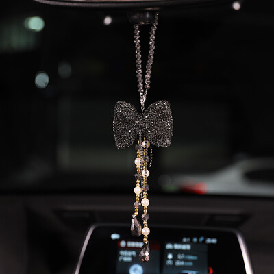 Pandantiv creativ cu diamante cu fundătură pentru mașină, cu ciucuri de cristal, lanț, ornament pentru oglindă retrovizoare, perle, strasuri, accesorii auto, femei
