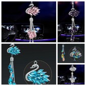 Automobilio pakabukas, krištolas, miela moteriška automobilio salono gulbė, pakabinama priedai Prabangūs kalnų krištolo automobilio papuošimai pakabukas Bling Bling Swan