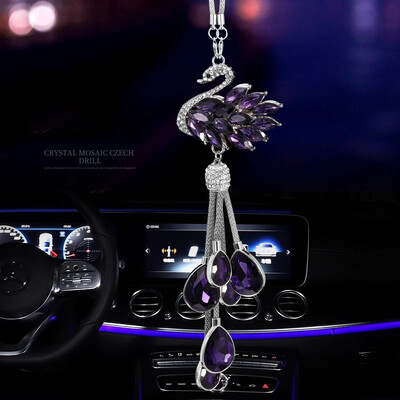 Automobilio pakabukas, krištolas, miela moteriška automobilio salono gulbė, pakabinama priedai Prabangūs kalnų krištolo automobilio papuošimai pakabukas Bling Bling Swan