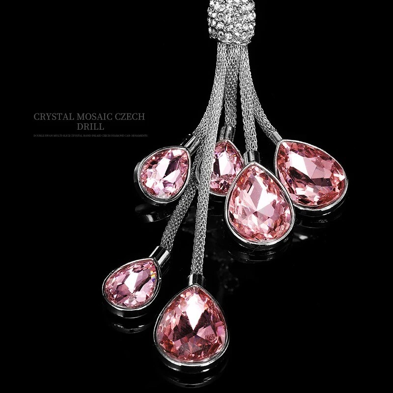 Automobilio pakabukas, krištolas, miela moteriška automobilio salono gulbė, pakabinama priedai Prabangūs kalnų krištolo automobilio papuošimai pakabukas Bling Bling Swan