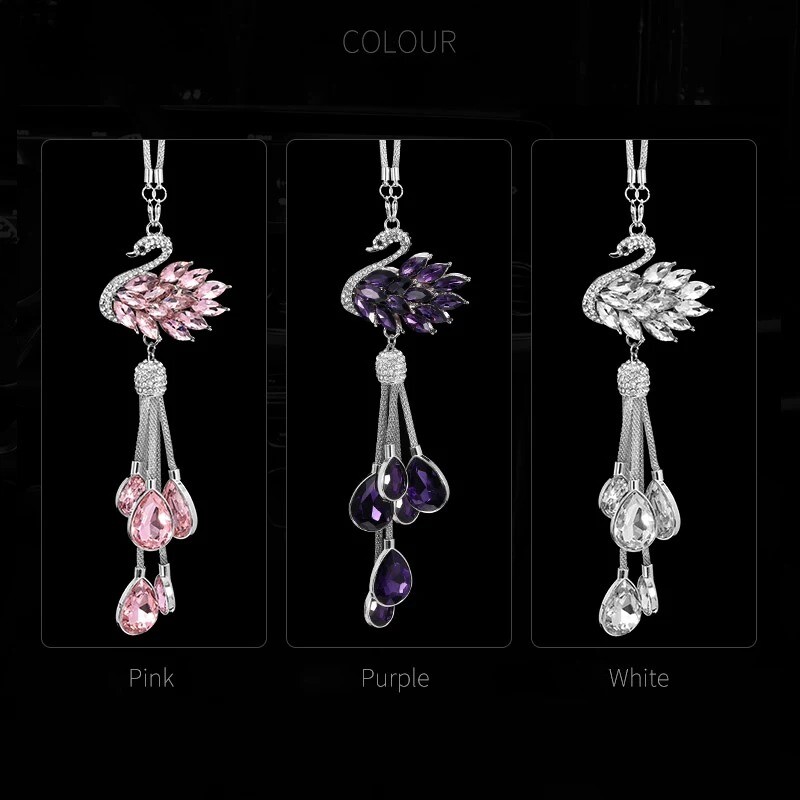 Automobilio pakabukas, krištolas, miela moteriška automobilio salono gulbė, pakabinama priedai Prabangūs kalnų krištolo automobilio papuošimai pakabukas Bling Bling Swan