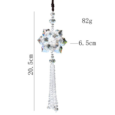 Klevo lapų žiedlapių gėlė briaunota prizmė skaidraus stiklo krištolo pakabukas tarpiklis karoliukai kutai kabantys vaivorykštės saulės gaudyklė kabantis sode