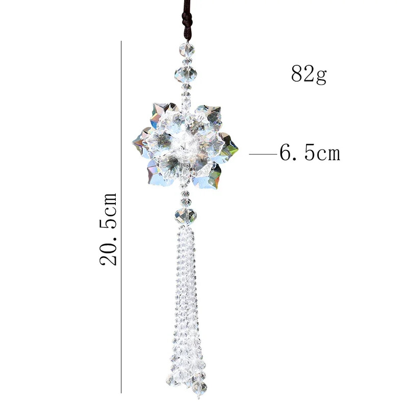 Klevo lapų žiedlapių gėlė briaunota prizmė skaidraus stiklo krištolo pakabukas tarpiklis karoliukai kutai kabantys vaivorykštės saulės gaudyklė kabantis sode