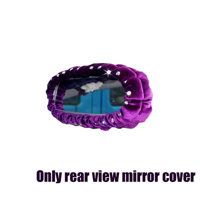Automobilio salono galinio vaizdo veidrodžio dekoro dangtelis pliušinis kalnų krištolinis galinio vaizdo veidrodžio dangtis Universalus juodos/violetinės/rožinės spalvos automobilių priedai
