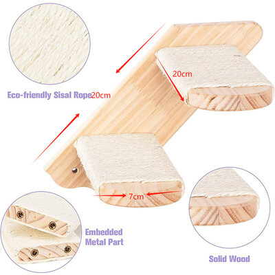 Kaķu kāpšanas plaukts, kas piestiprināts pie sienas, grozāmas četras kāpnes Videi draudzīga sizala virve Kaķu kāpnes mājdzīvnieku mēbeles Kaķu koks mājdzīvnieku sienas pakāpieni
