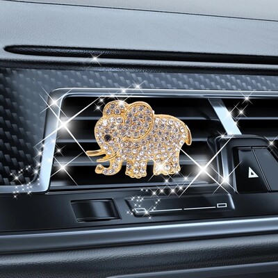 Bling Elephant gaisa ventilācijas skavas, kristāla automašīnas gaisa atsvaidzinātāji ventilācijas sprādzes automašīnas difuzors ventilācijas sprādze Rhinestone Diamond Elephant automašīnas dekors