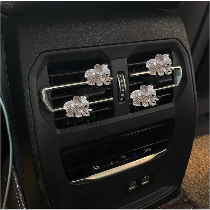 Bling Elephant gaisa ventilācijas skavas, kristāla automašīnas gaisa atsvaidzinātāji ventilācijas sprādzes automašīnas difuzors ventilācijas sprādze Rhinestone Diamond Elephant automašīnas dekors