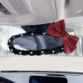 Fashion Pearl Bowknot Car Interior Oglinda retrovizoare Capa din piele Carcasa oglinzii auto Accesorii de decorare pentru femei și fete