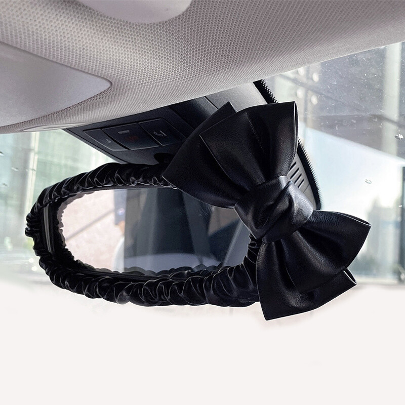 Fashion Pearl Bowknot Car Interior Oglinda retrovizoare Capa din piele Carcasa oglinzii auto Accesorii de decorare pentru femei și fete