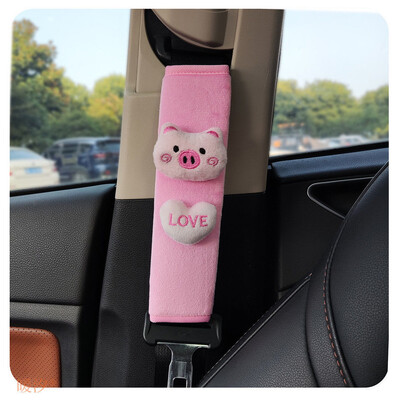 Oglindă retrovizoare interioară a mașinii cu desene animate Capac pentru oglindă retrovizoare inimă de porc de pluș Carcasă pentru oglindă retrovizoare automată Accesorii de decorare pentru femei, fete