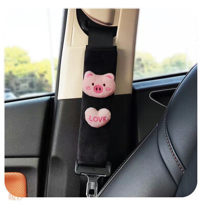 Oglindă retrovizoare interioară a mașinii cu desene animate Capac pentru oglindă retrovizoare inimă de porc de pluș Carcasă pentru oglindă retrovizoare automată Accesorii de decorare pentru femei, fete