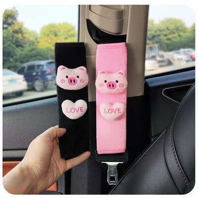 Oglindă retrovizoare interioară a mașinii cu desene animate Capac pentru oglindă retrovizoare inimă de porc de pluș Carcasă pentru oglindă retrovizoare automată Accesorii de decorare pentru femei, fete