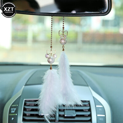Decorație interioară mașină Oglindă retrovizoare Pandantiv suspendat Arc drăguț Soarece Pandantiv în formă de pene Fată Wowan Bunuri Accesorii auto