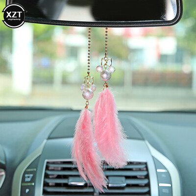 Decorație interioară mașină Oglindă retrovizoare Pandantiv suspendat Arc drăguț Soarece Pandantiv în formă de pene Fată Wowan Bunuri Accesorii auto