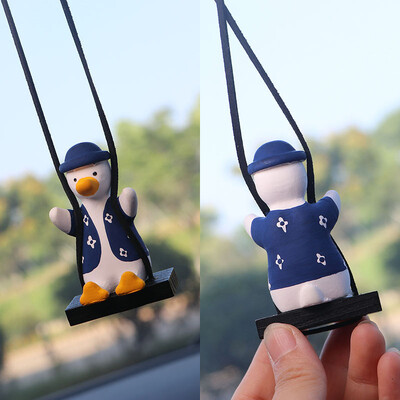 Gipsiniai mieli automobilių priedai Bowknot Swing Duck pakabukas automobilio galinio vaizdo veidrodžio poros priedai Gimtadienio dovanos Automobilių prekės Kvepalai