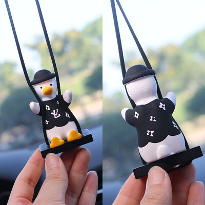 Gipsiniai mieli automobilių priedai Bowknot Swing Duck pakabukas automobilio galinio vaizdo veidrodžio poros priedai Gimtadienio dovanos Automobilių prekės Kvepalai