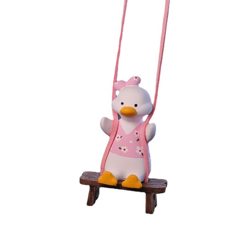 Gipsiniai mieli automobilių priedai Bowknot Swing Duck pakabukas automobilio galinio vaizdo veidrodžio poros priedai Gimtadienio dovanos Automobilių prekės Kvepalai