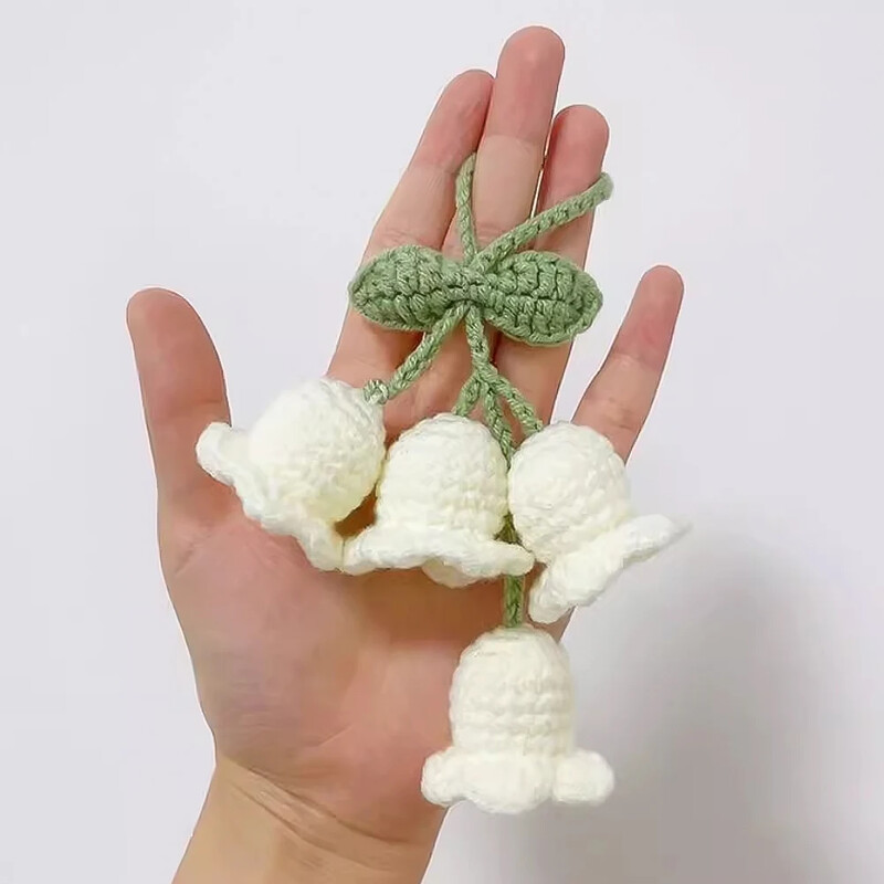 Pandantiv pentru decorarea interioară a mașinii, drăguț țesut manual Crin din vale, oglindă retrovizoare automată, pandantiv pentru accesorii auto, femeie