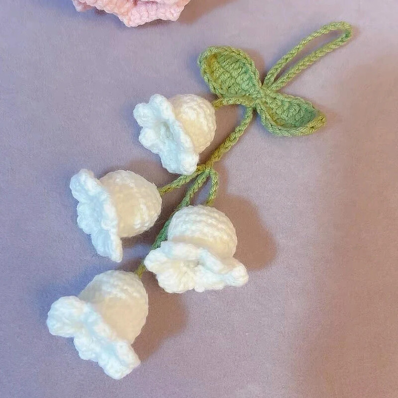 Pandantiv pentru decorarea interioară a mașinii, drăguț țesut manual Crin din vale, oglindă retrovizoare automată, pandantiv pentru accesorii auto, femeie