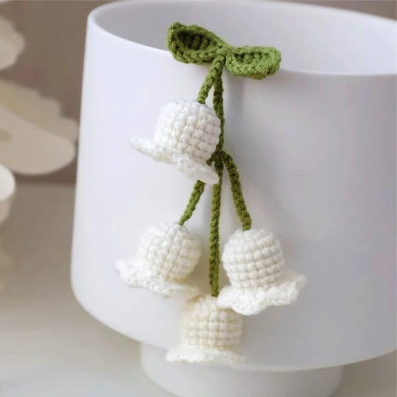 Pandantiv pentru decorarea interioară a mașinii, drăguț țesut manual Crin din vale, oglindă retrovizoare automată, pandantiv pentru accesorii auto, femeie