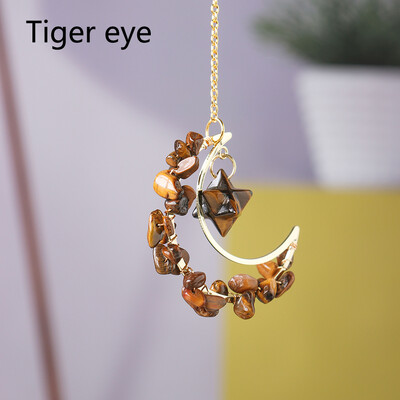 Pietrișuri de cristal colorate naturale Merkaba pandantiv în formă de lună vindecare ametist cuarț trandafir bijuterii la modă pentru agățat mașină decor acasă