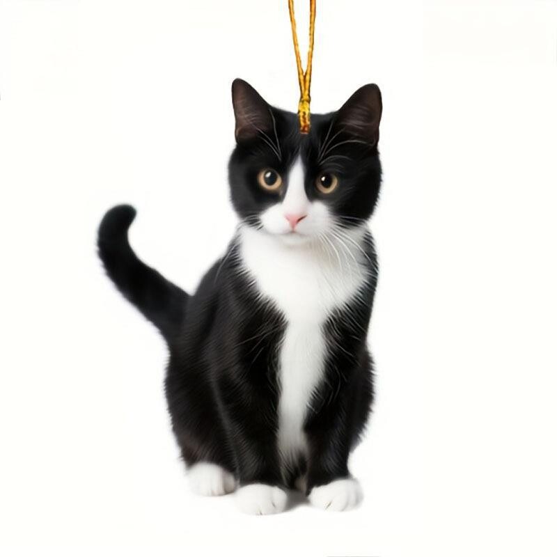 Akrilo pakabukas, juodas kačiukas, automobilio galinio vaizdo veidrodžio dekoratyvinis pakabukas, naminių gyvūnėlių mylėtojų papuošalų pakabukas.