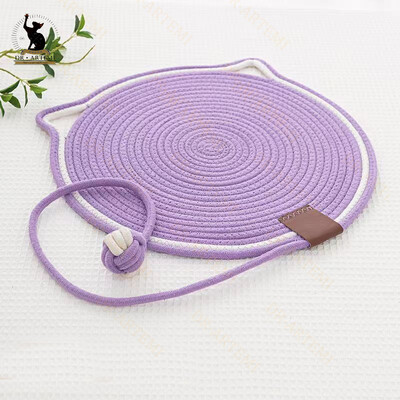 Tampă rotundă portabilă pentru zgârieturi pentru pisici cu bile de jucărie Placă pentru zgârieturi pentru pisici țesute covoraș de odihnă pentru pisici Covoraș de dormit jucărie cu gheare pentru pisici