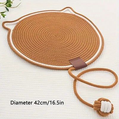 Tampă rotundă portabilă pentru zgârieturi pentru pisici cu bile de jucărie Placă pentru zgârieturi pentru pisici țesute covoraș de odihnă pentru pisici Covoraș de dormit jucărie cu gheare pentru pisici