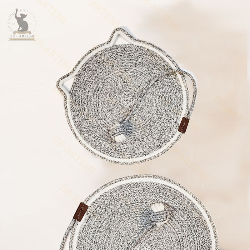 Tampă rotundă portabilă pentru zgârieturi pentru pisici cu bile de jucărie Placă pentru zgârieturi pentru pisici țesute covoraș de odihnă pentru pisici Covoraș de dormit jucărie cu gheare pentru pisici