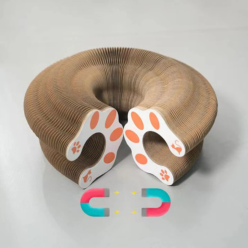 Jucărie amuzantă Magic Cat Scratch Board Forme multiple cu bile Pisică Slefuit Gheare Antrenament rotund din hârtie ondulată Jucărie Casă pentru pisici