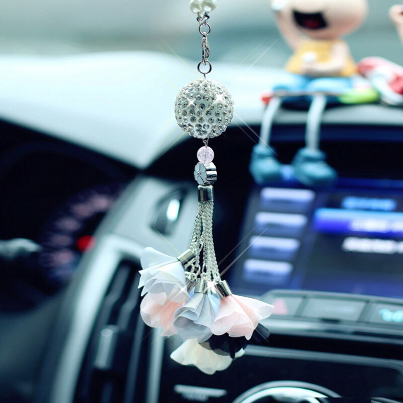 Prívesok do auta, luxusný krištáľový diamantový guľôčkový záves, ozdoby na zavesenie automobilov, závesné ozdoby na spätné zrkadlo, doplnky do auta.