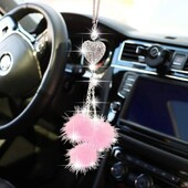 Pandantiv de pluș cu stras cristal, ornament pentru oglindă retrovizoare automată, accesorii pentru agățat pentru oglindă pentru mașină, decorare interioară a mașinii