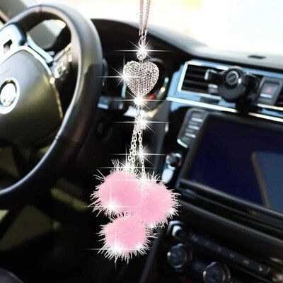 Rhinestone Crystal Plush ripats Auto tahavaate peegel Ornament Bling Autopeegel Rippuvad tarvikud Auto sisekujundus