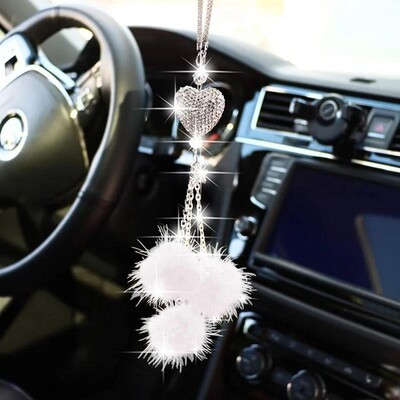 Pandantiv de pluș cu stras cristal, ornament pentru oglindă retrovizoare automată, accesorii pentru agățat pentru oglindă pentru mașină, decorare interioară a mașinii