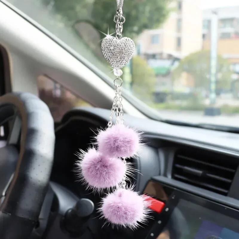 Pandantiv de pluș cu stras cristal, ornament pentru oglindă retrovizoare automată, accesorii pentru agățat pentru oglindă pentru mașină, decorare interioară a mașinii